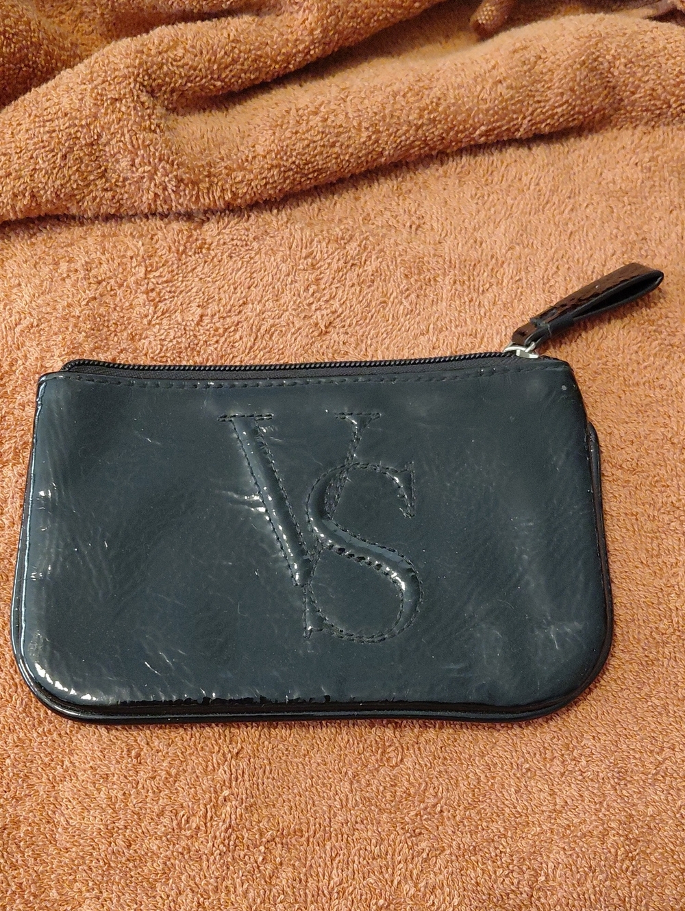 Victoria's Secret Black Patent Mini Wristlet Pouch Coin Purse